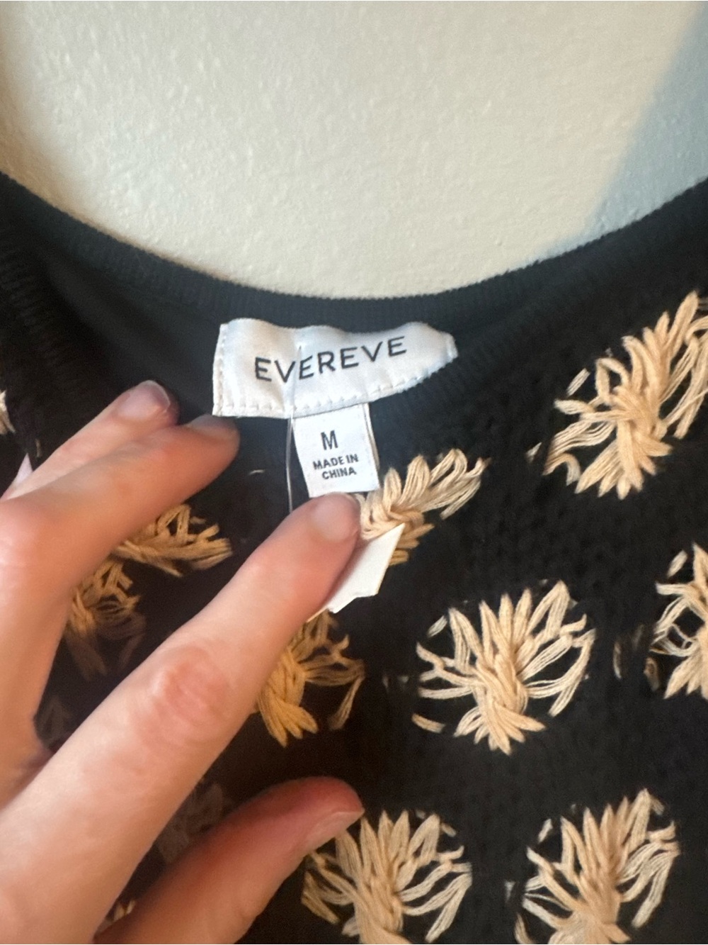 Evereve Black Midi Dress with Cream Floral Knit - Picture 3 of 4
